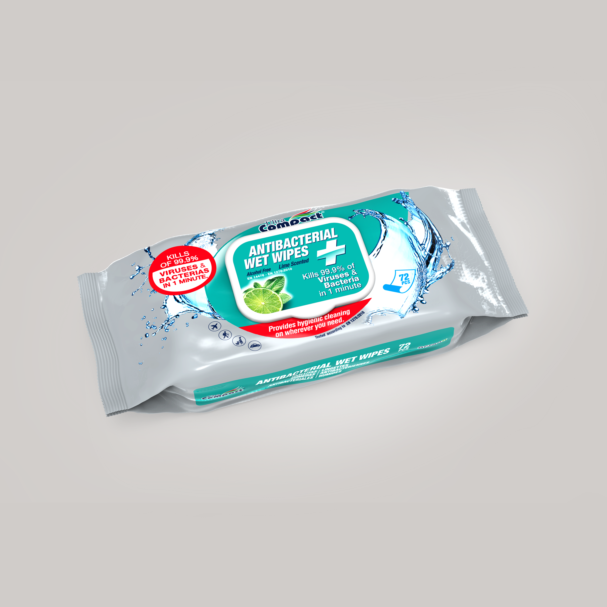 Ultra Compact Antibacterial Wet Wipes