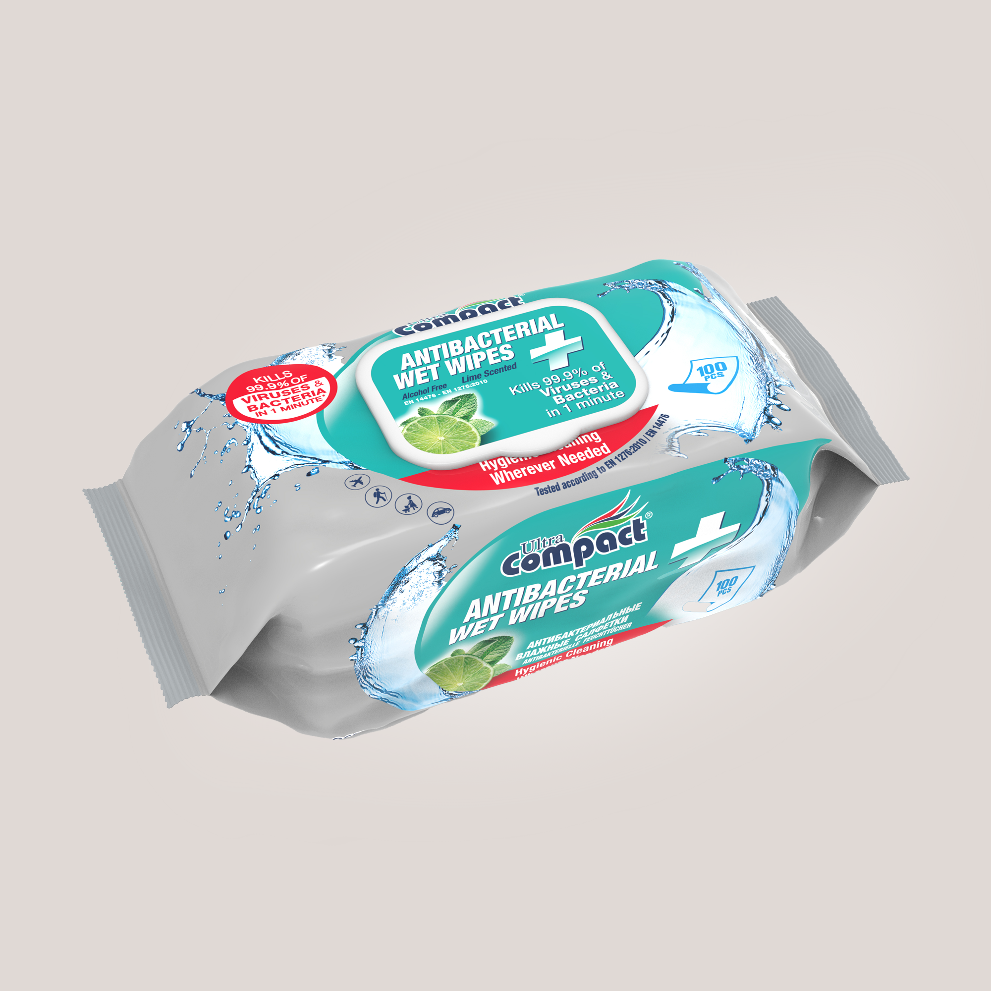 Ultra Compact Antibacterial Wet Wipes